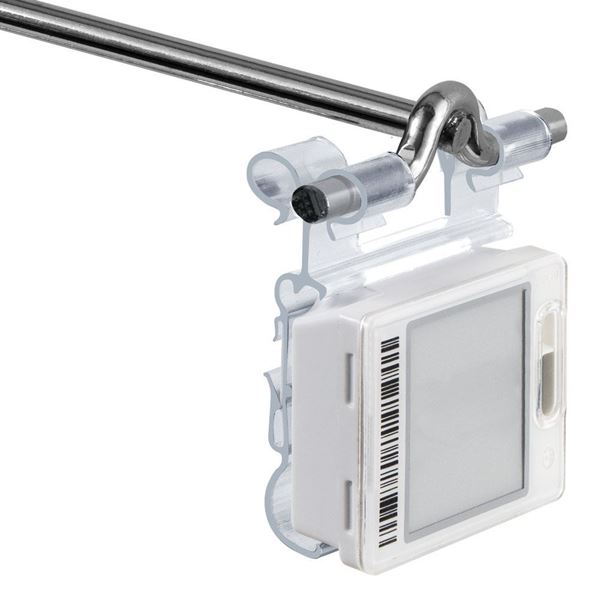 Picture of UNIVERSAL FLIP-UP ELECTRONIC SHELF LABEL HOLDER FOR HOOKS (2 POSITIONS), CENTRAL CUT 22 MM